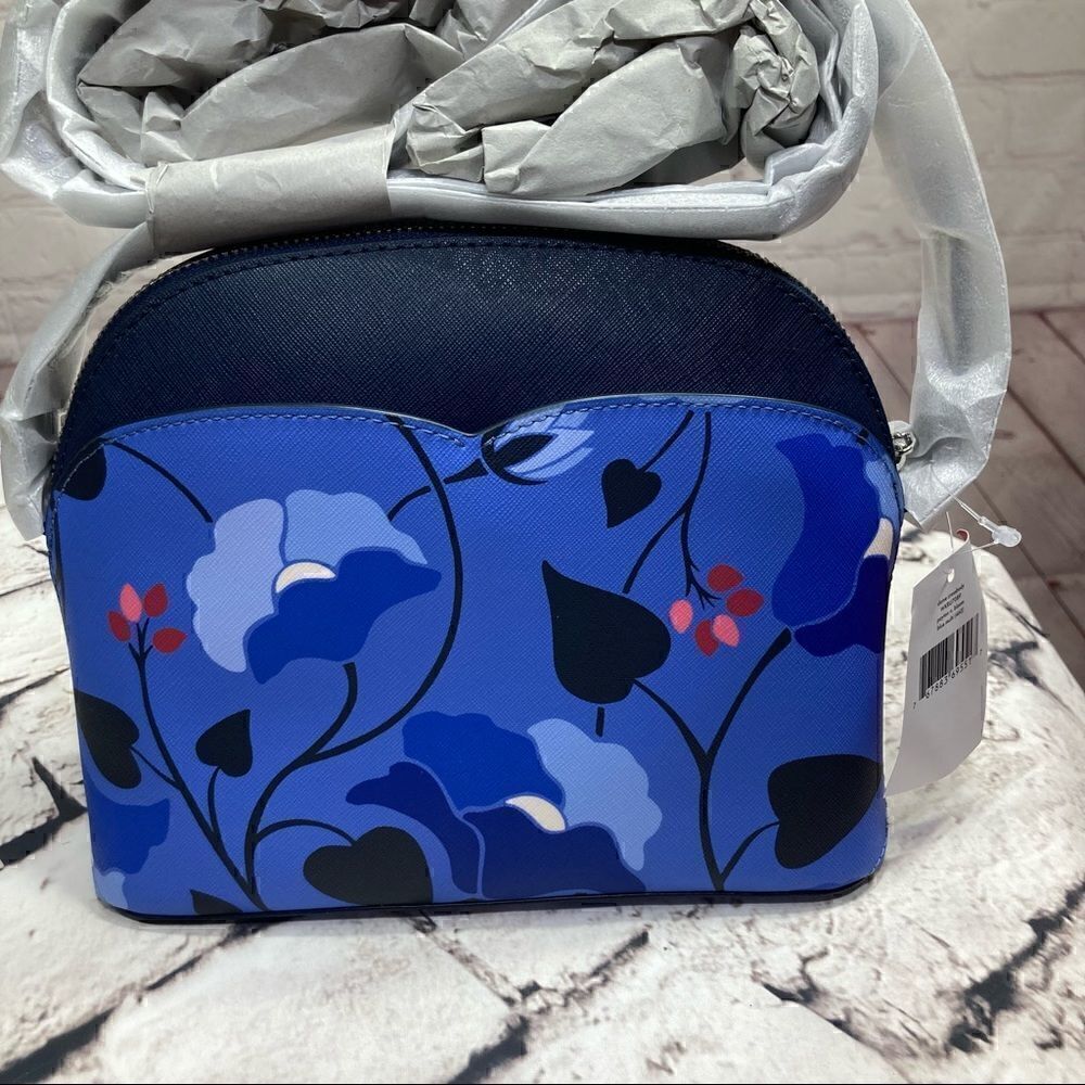 KATE SPADE Blue Floral Payton Dome Crossbody Perfect Summer Bag. NWT - Picture 13 of 16